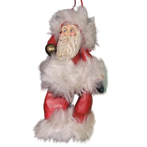 5" Vintage Handcrafted Clay Jointed Santa Claus - Picture 2 of 4